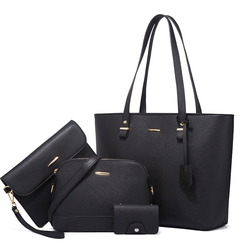 Large Capacity Fashion Four-Piece Handbag Suit featuring four stylish bags in various sizes, made from durable PU material.