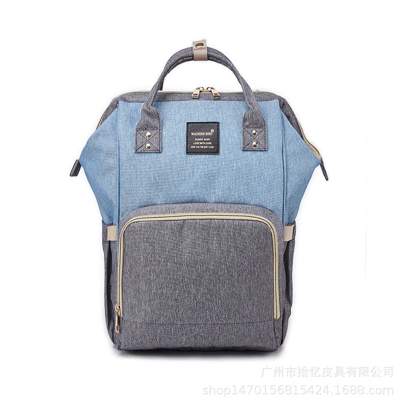 Large Capacity Multifunctional Japanese Style Mommy Bag in nylon with double straps, featuring a stylish square vertical design.