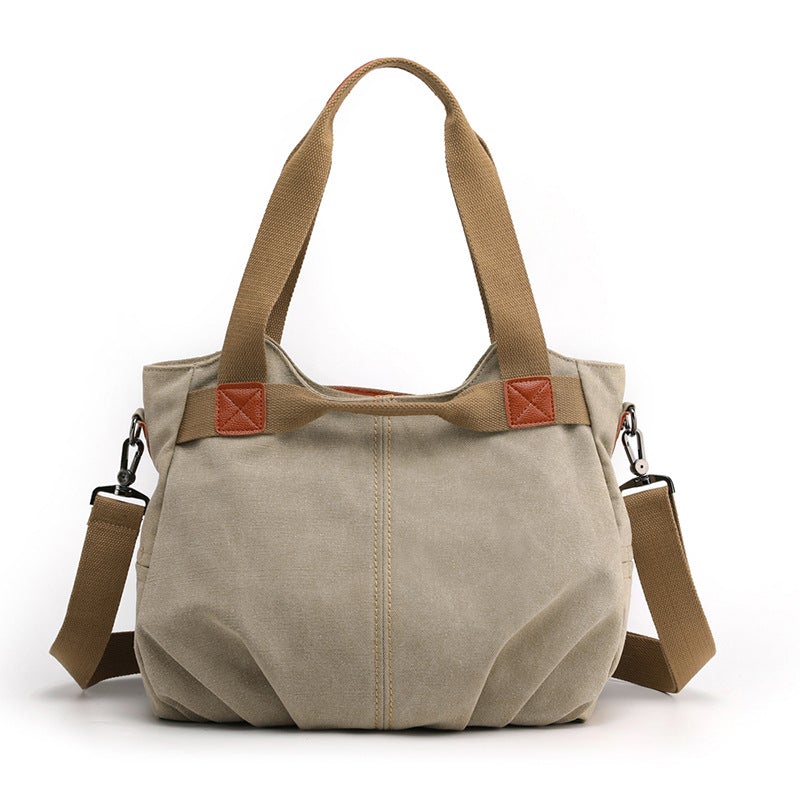 Large Capacity Simple Solid Color Multifunctional Canvas Bag in various colors, showcasing its spacious design and durable fabric.