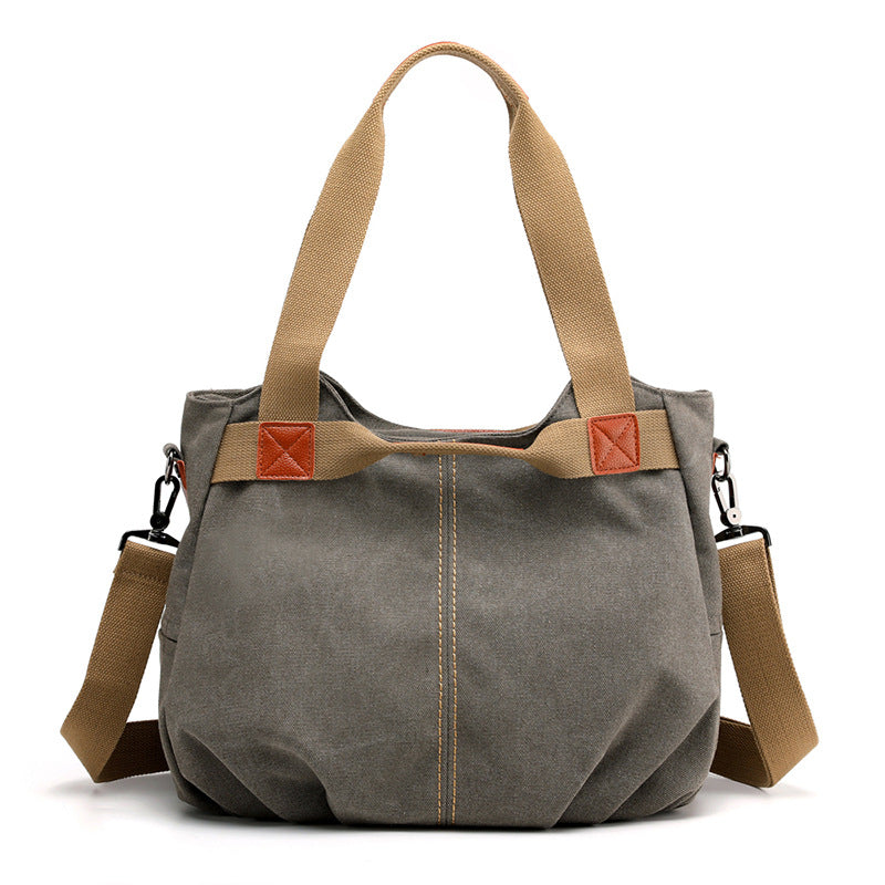 Large Capacity Simple Solid Color Multifunctional Canvas Bag in various colors, showcasing its spacious design and durable fabric.