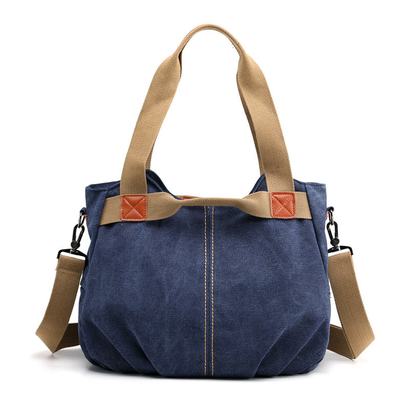 Large Capacity Simple Solid Color Multifunctional Canvas Bag in various colors, showcasing its spacious design and durable fabric.