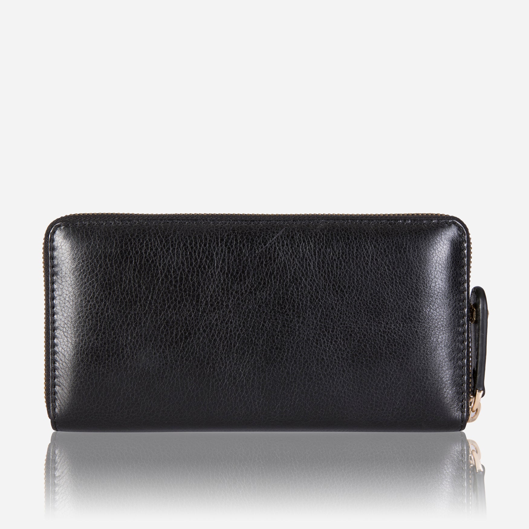 Large Classic Zip Around Purse in Black with elegant design and three concertina compartments.