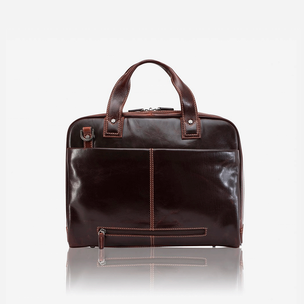 Large Multi Compartment Briefcase in Tobacco color, showcasing its spacious design and stylish appearance.