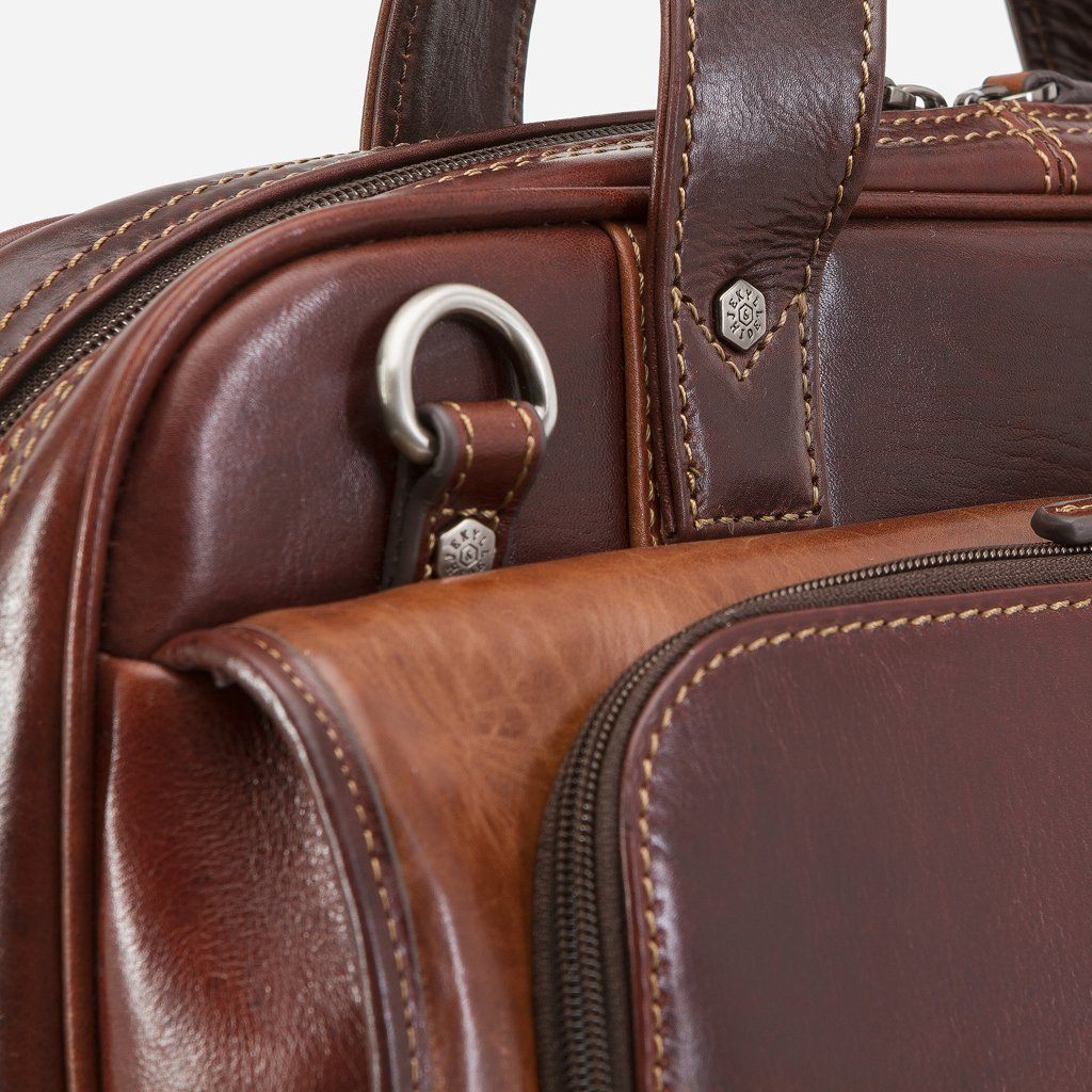 Large Multi Compartment Briefcase in Tobacco color, showcasing its spacious design and stylish appearance.