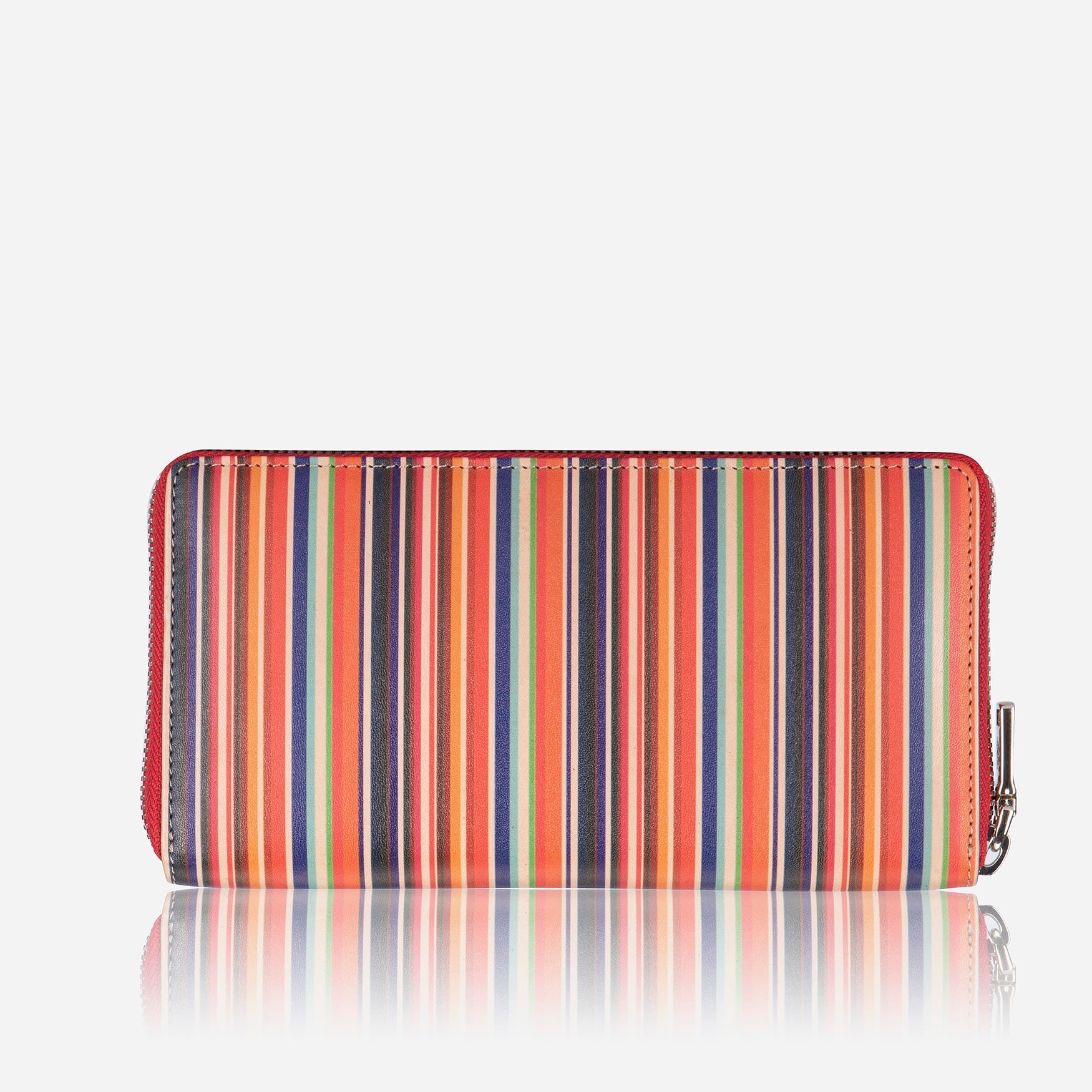 Large Zip Around Purse in vibrant lollipop design, showcasing its stylish exterior and practical zip-around closure.