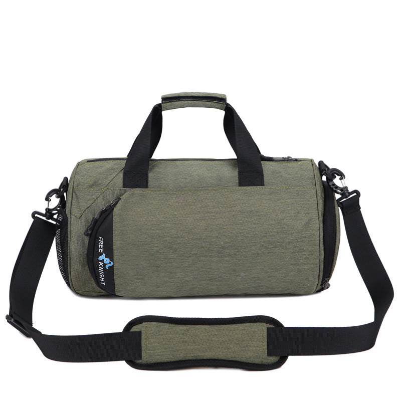 Large-capacity gym bag made of durable nylon, featuring a plain design and spacious interior for gym and travel essentials.