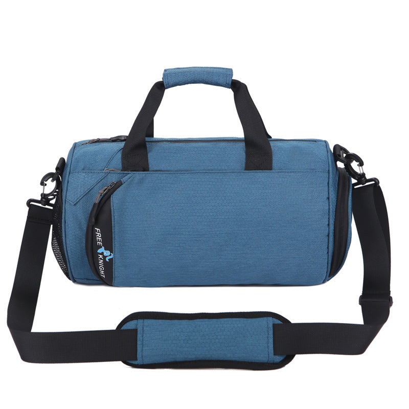 Large-capacity gym bag made of durable nylon, featuring a plain design and spacious interior for gym and travel essentials.