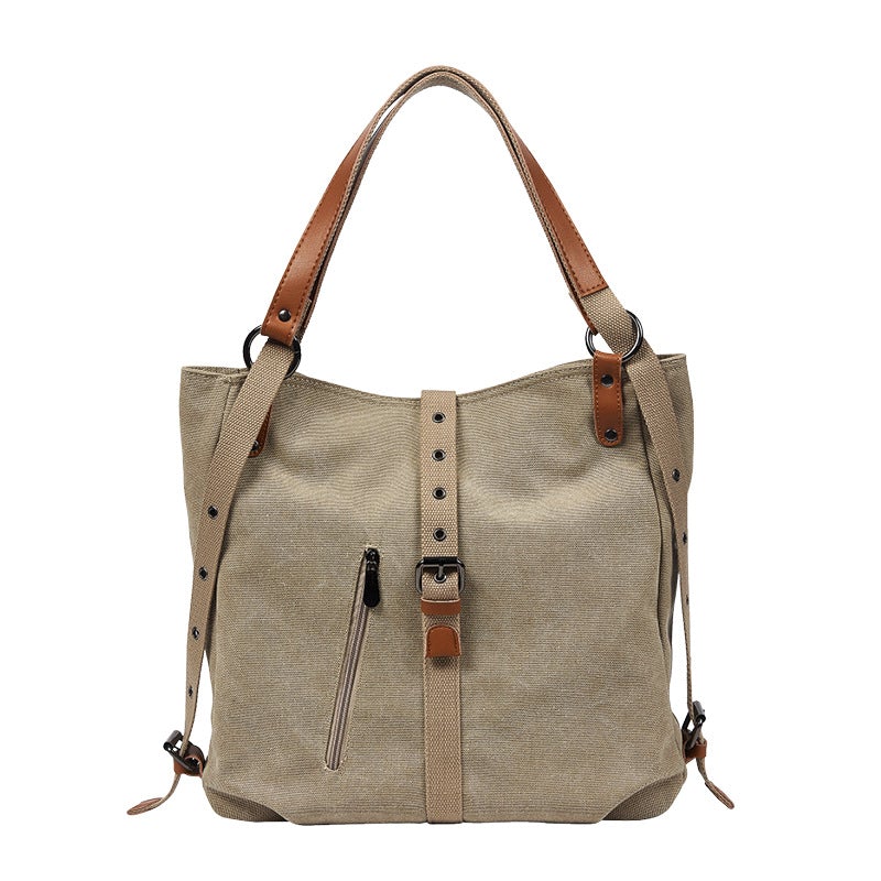 Large-capacity Retro Simple One-shoulder Messenger Bag in PU material, featuring a soft handle and multiple internal pockets for organization.