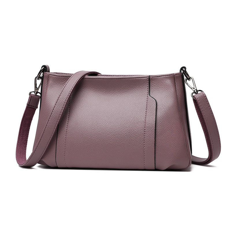 Large-capacity Urban Simplicity Bag for middle-aged women, featuring a stylish PU exterior and double straps.