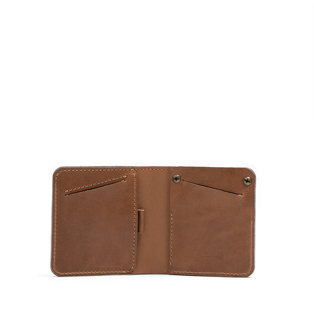 Leather AirTag Billfold Wallet 1.0 showcasing its sleek design and hidden AirTag pocket, crafted from premium Italian leather.