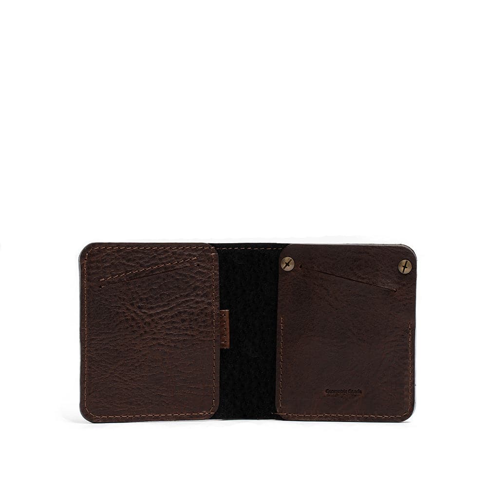 Leather AirTag Billfold Wallet 1.0 showcasing its sleek design and hidden AirTag pocket, crafted from premium Italian leather.