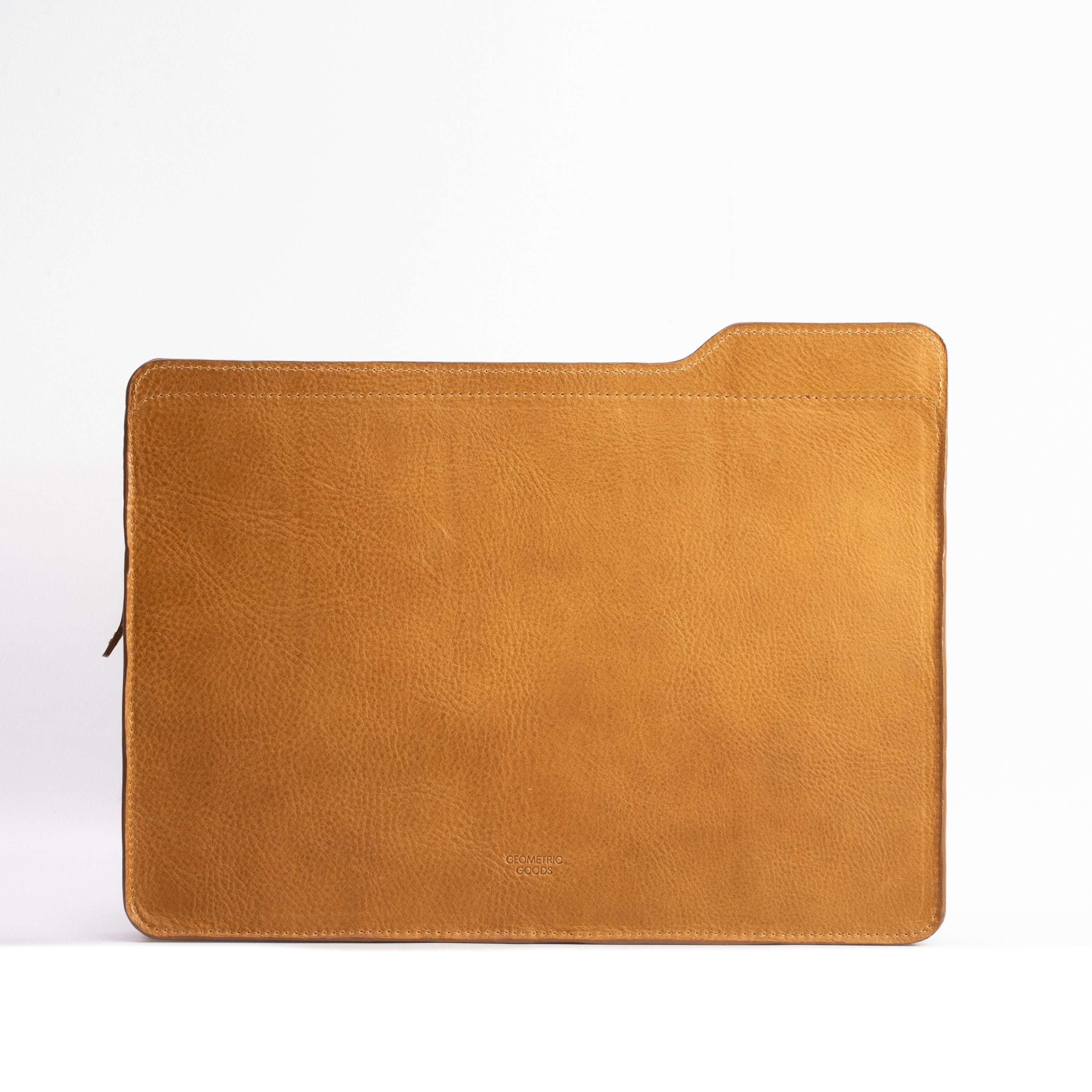 Geometric Goods Leather Laptop Bag - The Folder, showcasing its minimalist design and premium full-grain leather finish.