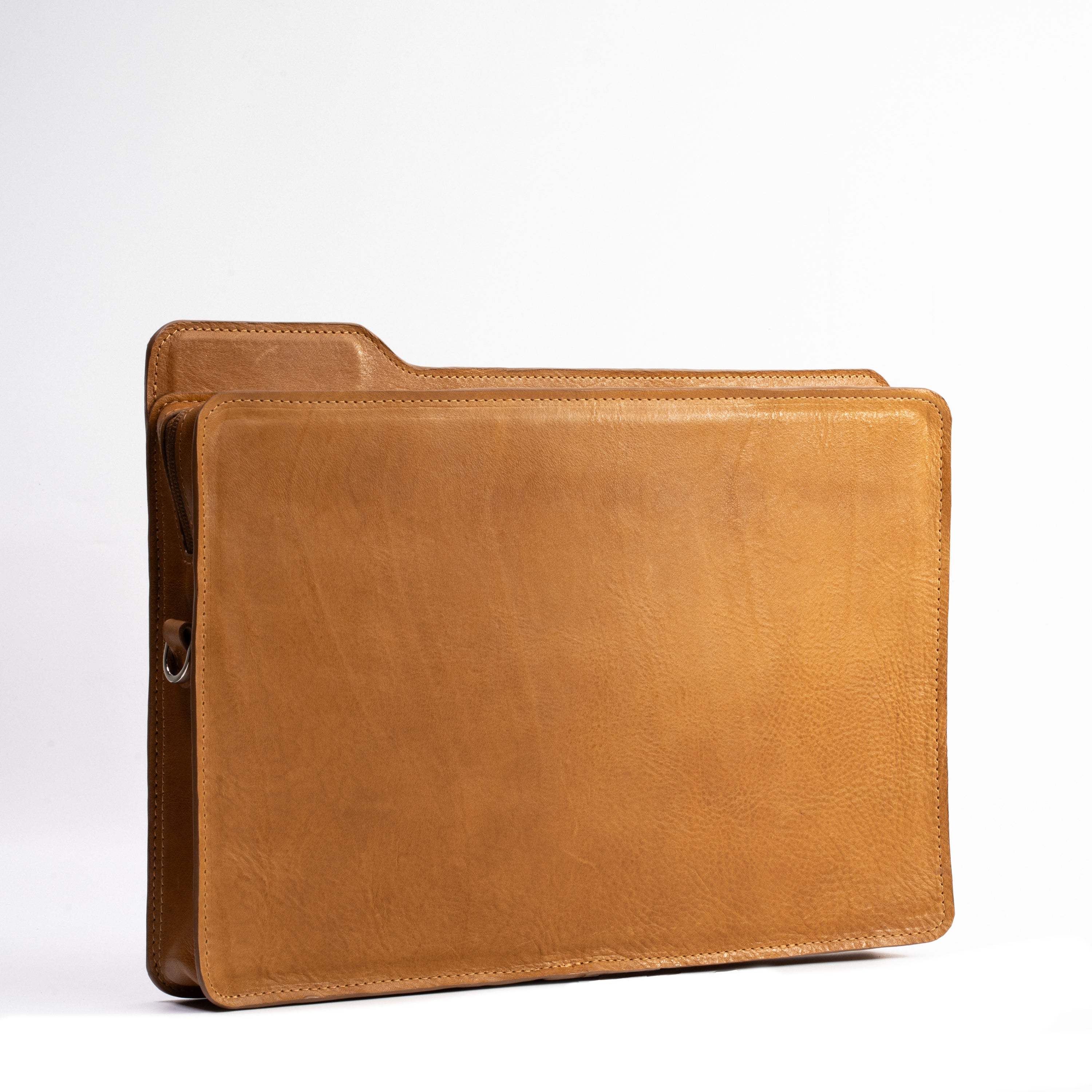 Geometric Goods Leather Laptop Bag - The Folder, showcasing its minimalist design and premium full-grain leather finish.