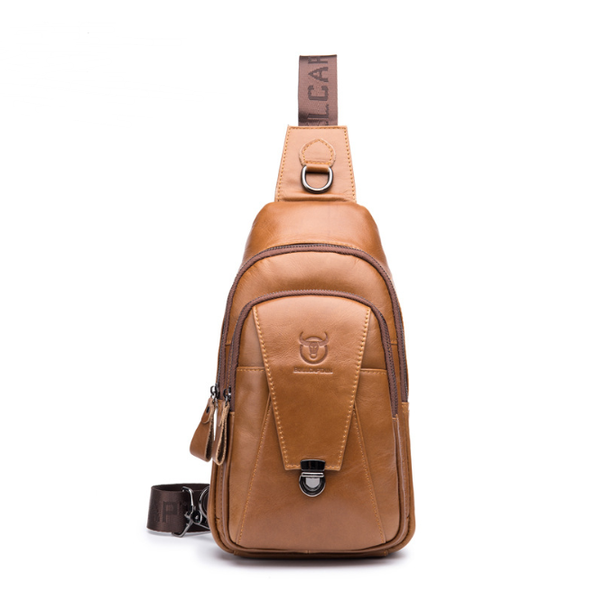 Stylish leather crossbody bag for men, featuring a sleek design and adjustable strap, perfect for daily use.