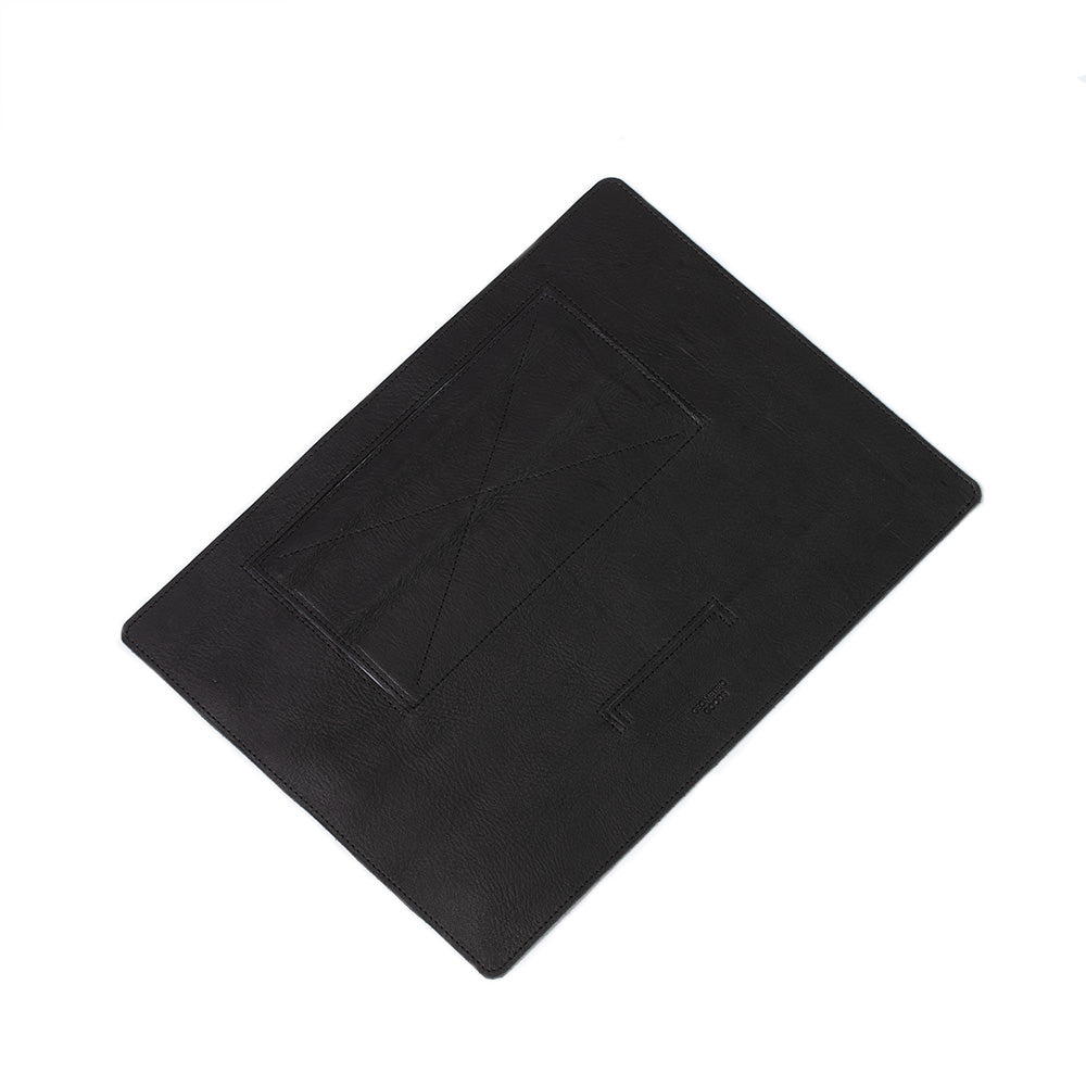 Leather Desktop Mat for iPad showcasing premium Italian leather with a minimalist design, featuring adjustable elevation angles.