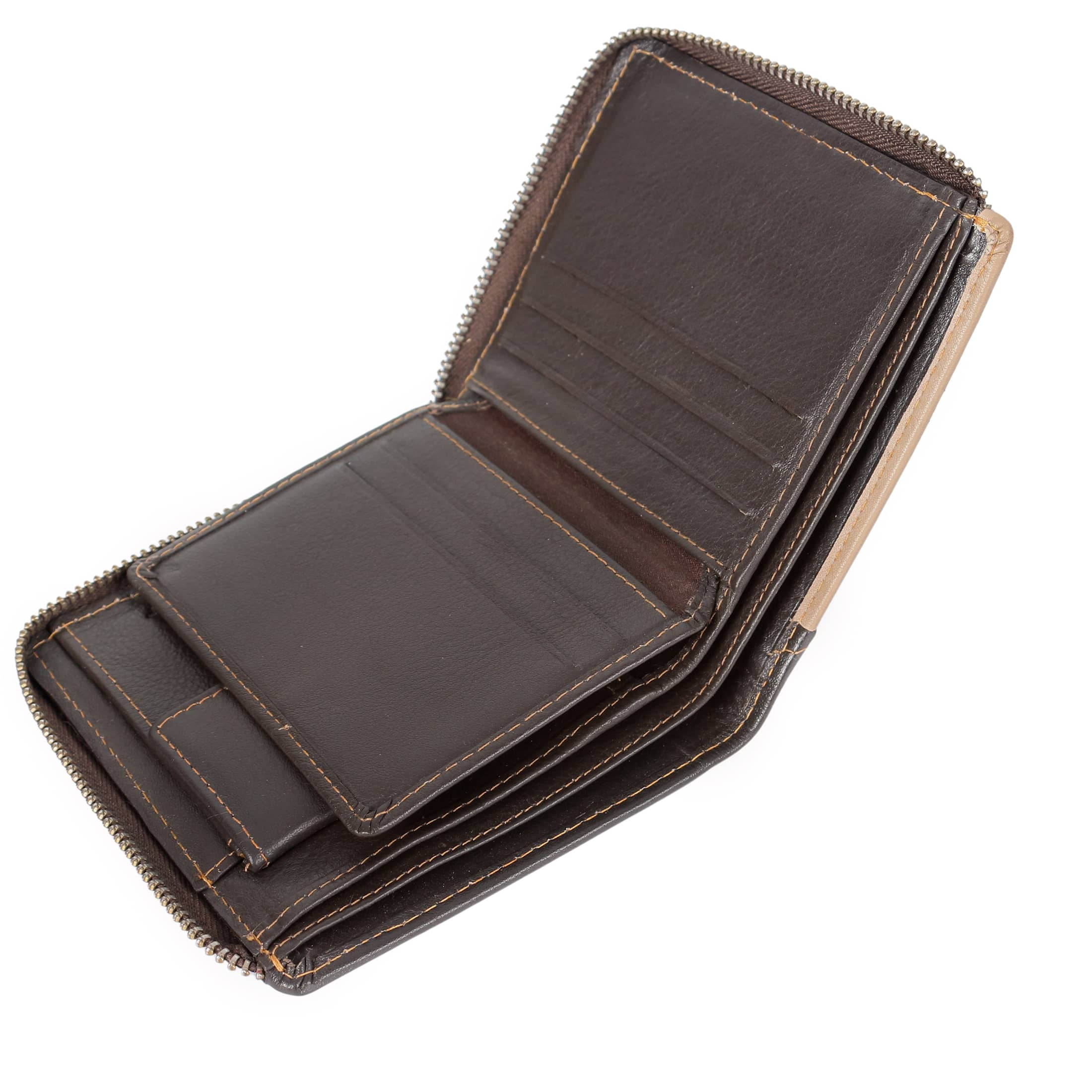 Leather Slim Wallet in black and brown colors, showcasing its elegant design and multiple compartments.