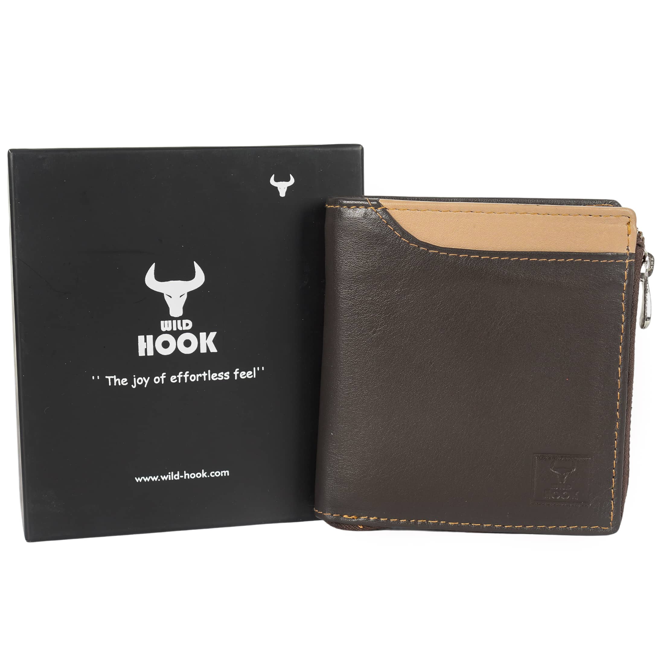 Leather Slim Wallet in black and brown colors, showcasing its elegant design and multiple compartments.