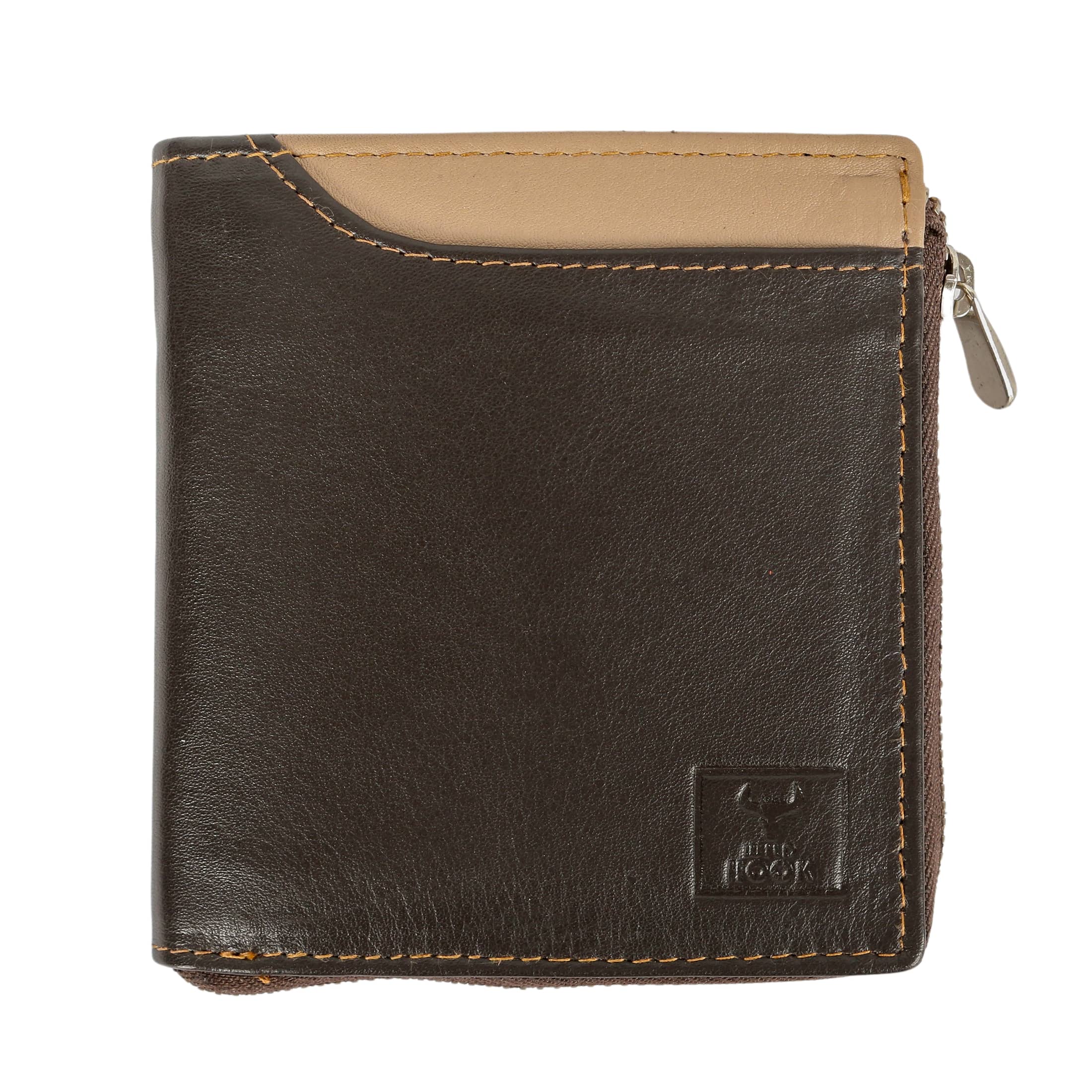 Leather Slim Wallet in black and brown colors, showcasing its elegant design and multiple compartments.