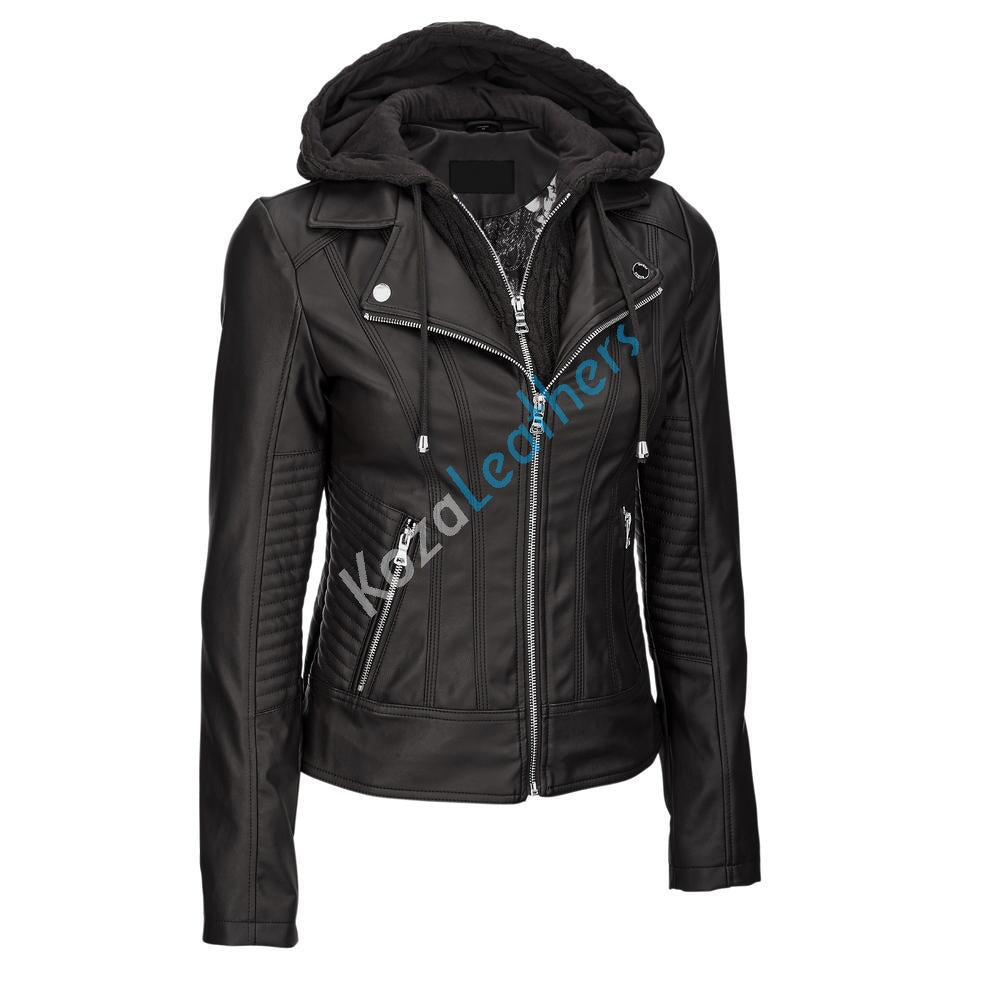 Leathers Women's Real Lambskin Leather Bomber Jacket KW185 featuring high-quality leather, satin lining, and stylish motorcycle design.