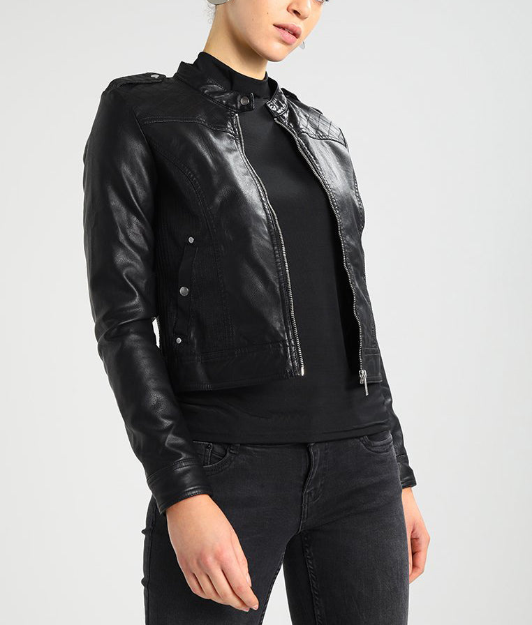 Leathers Women's Real Lambskin Leather Bomber Jacket KW187 showcasing high-quality leather, satin lining, and stylish design.