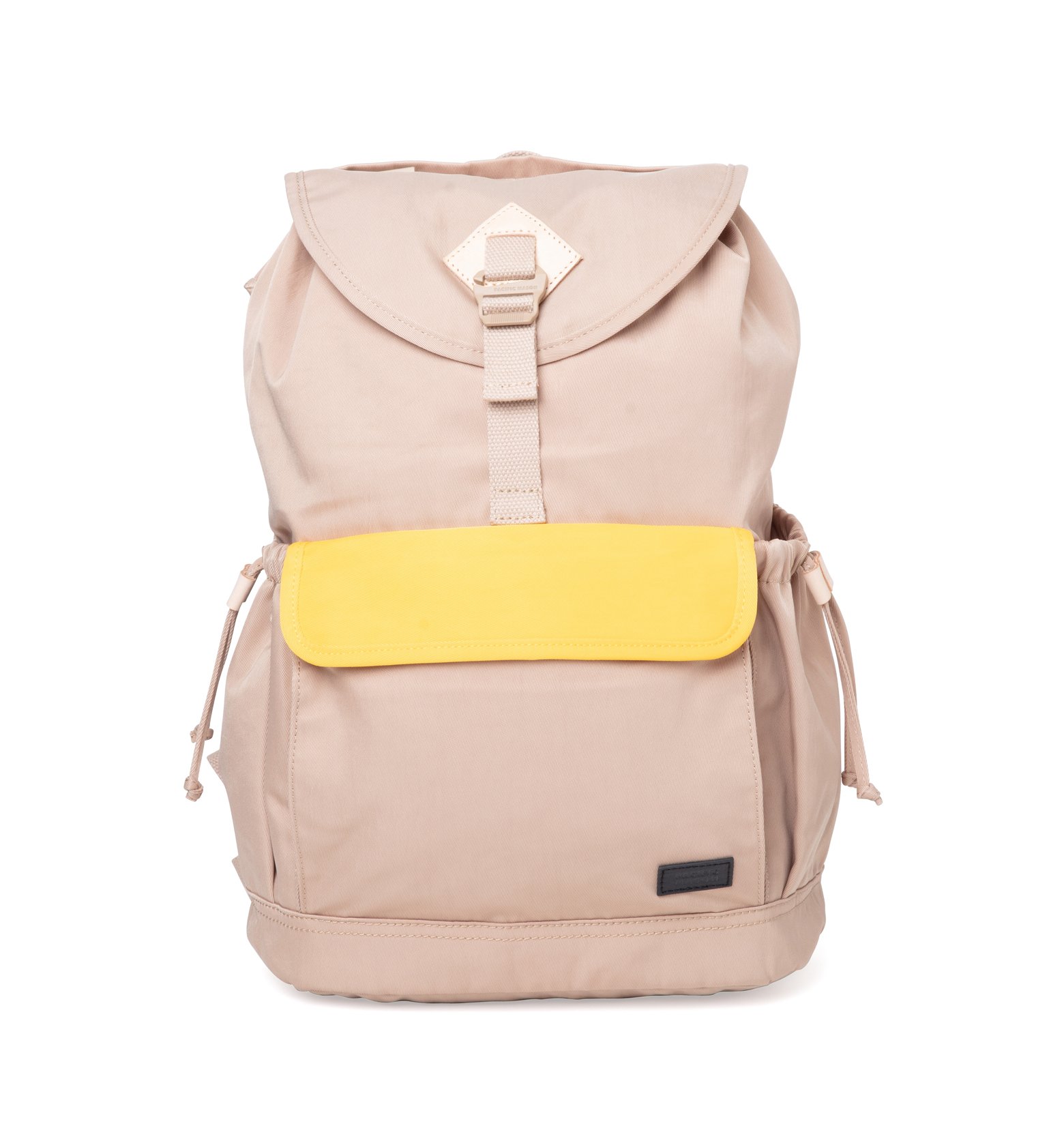 Lieu Camel x Butter Scotch Backpack featuring a modern design with water-repellent nylon and leather accents, ideal for adventurers.