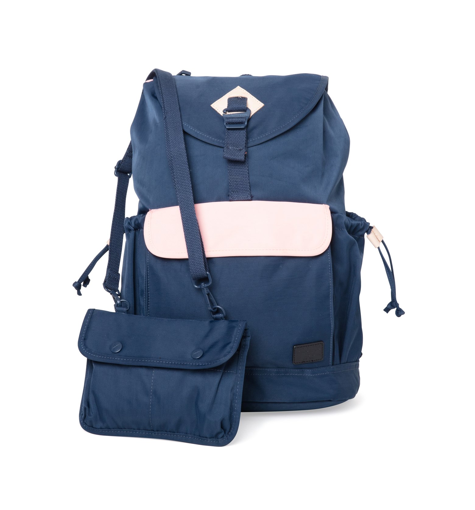 Lieu Prussian Blue x Pale Pink Backpack showcasing its modern design and multiple compartments.