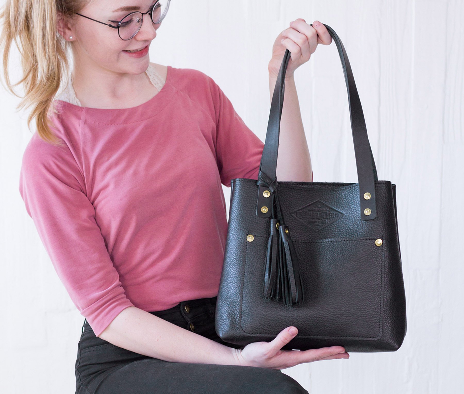 Lifetime Mini Tote in Pebble color, crafted from genuine full grain leather, featuring a pebbled texture and sturdy design.