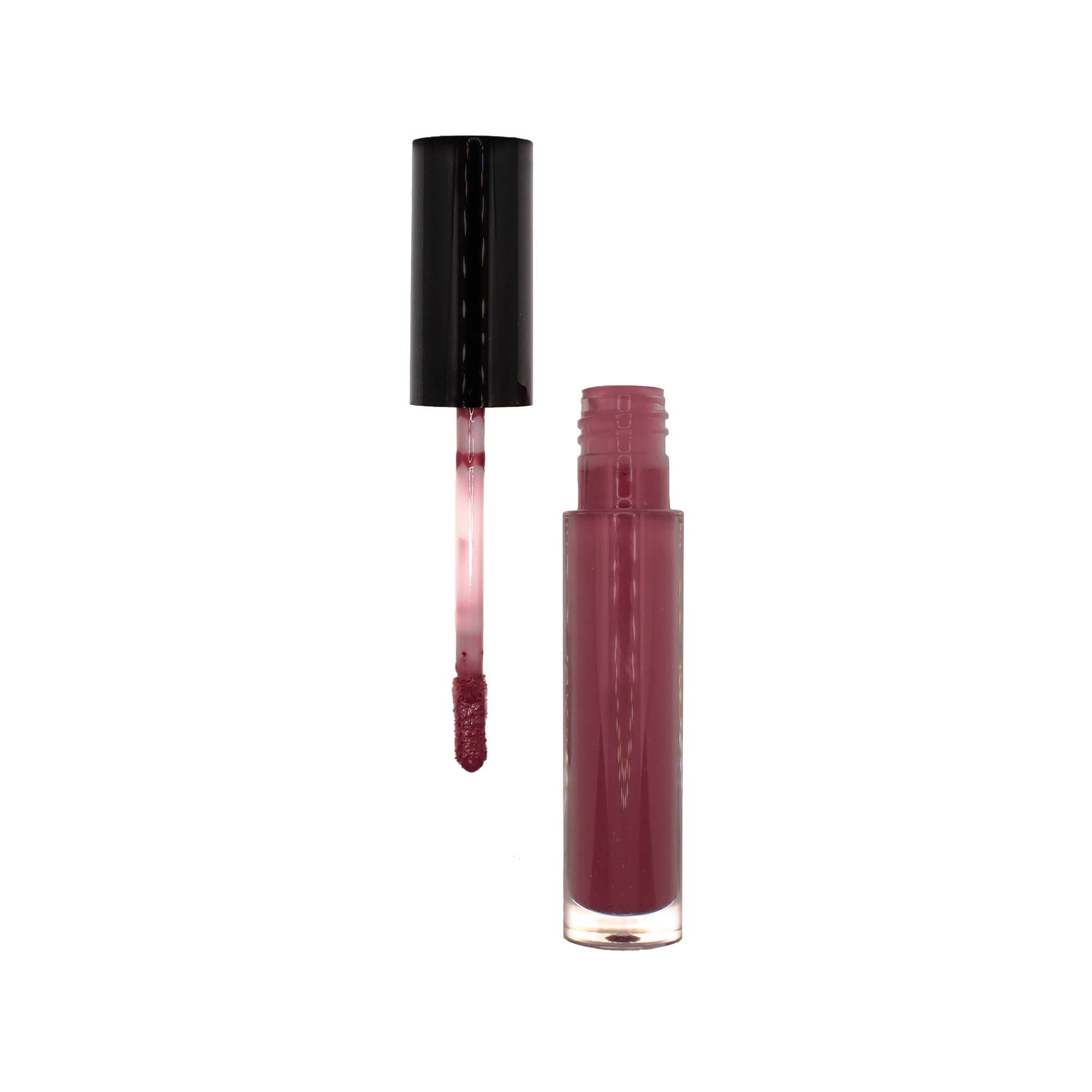 Chestnut Lip Gloss in a sleek tube with a doe-shaped applicator, showcasing its rich chestnut color and glossy finish.