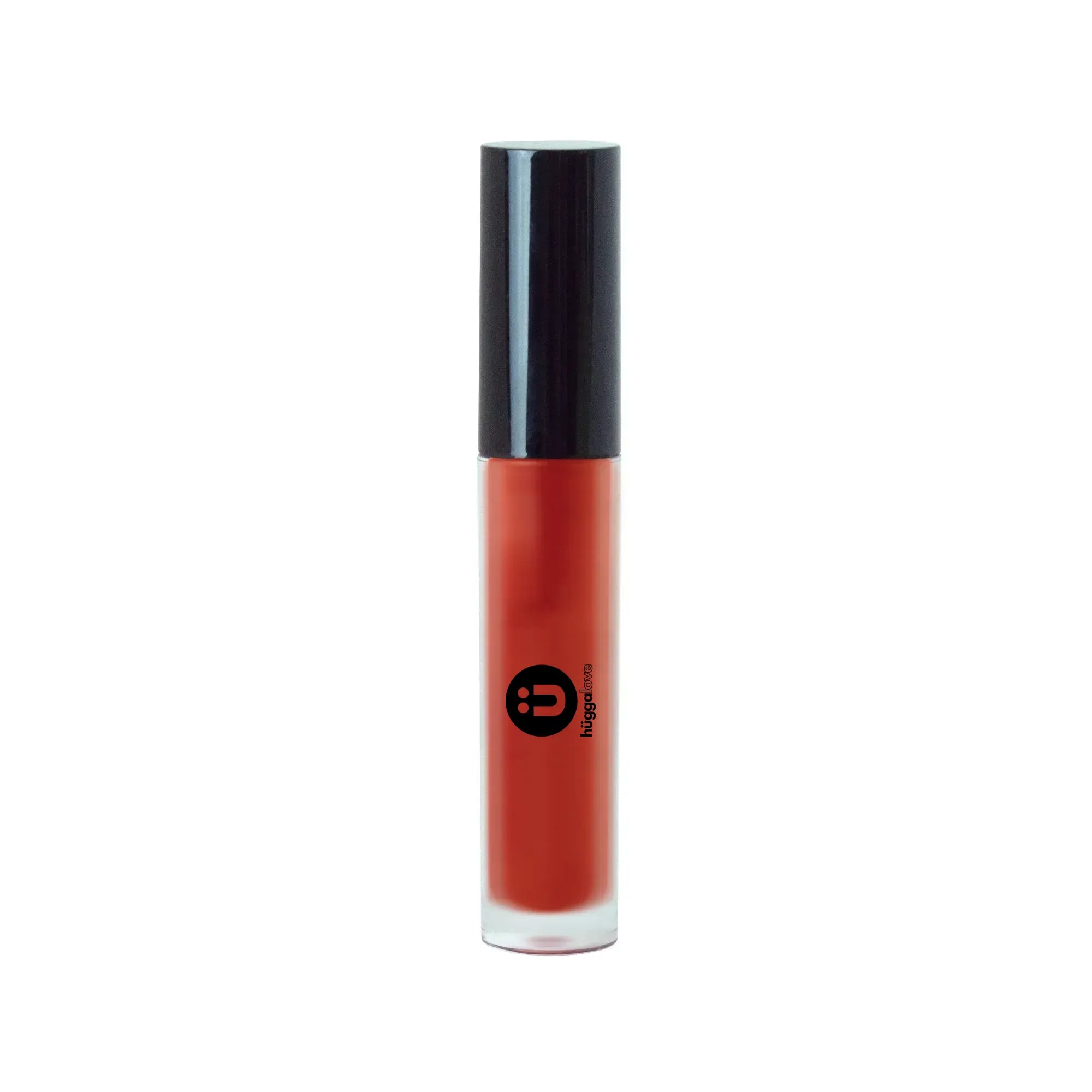 A tube of Crimson Lip Gloss showcasing its vibrant red color and sleek packaging, perfect for adding shine to your lips.