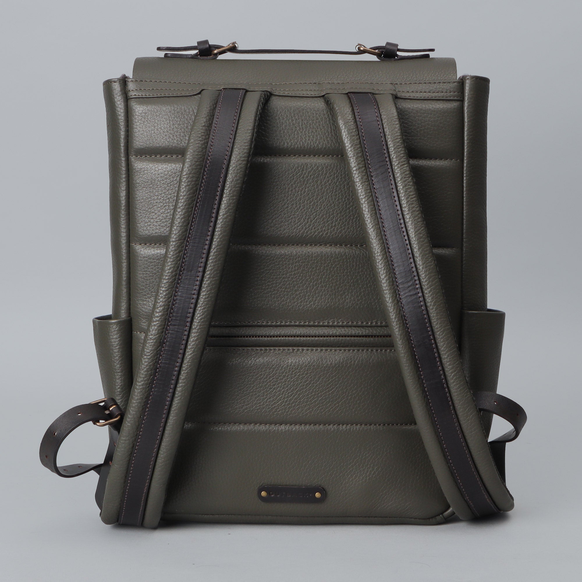 London Leather Backpack made from premium full grain leather with multiple pockets and adjustable straps.