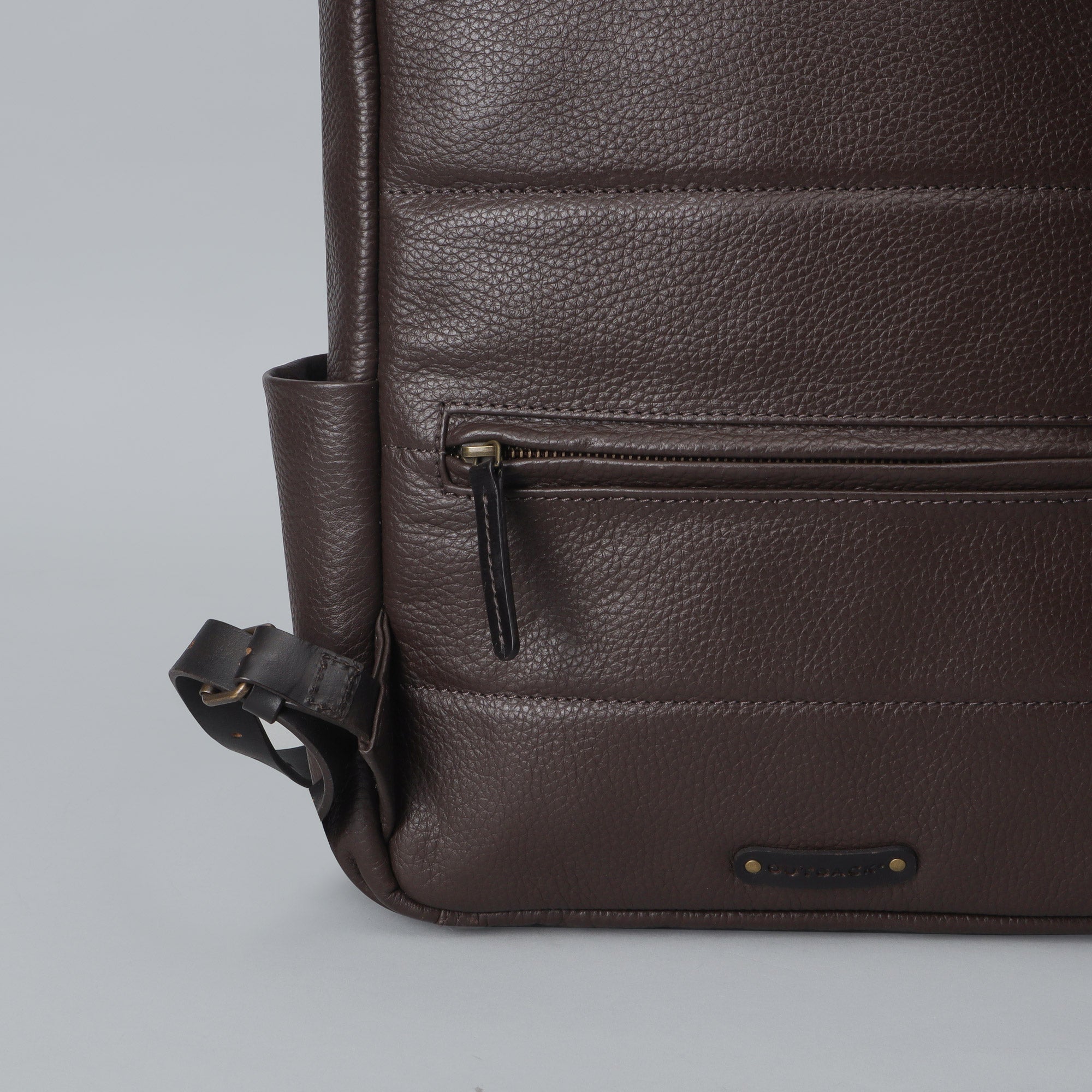 London Leather Backpack made from premium full grain leather with multiple pockets and adjustable straps, perfect for everyday use.