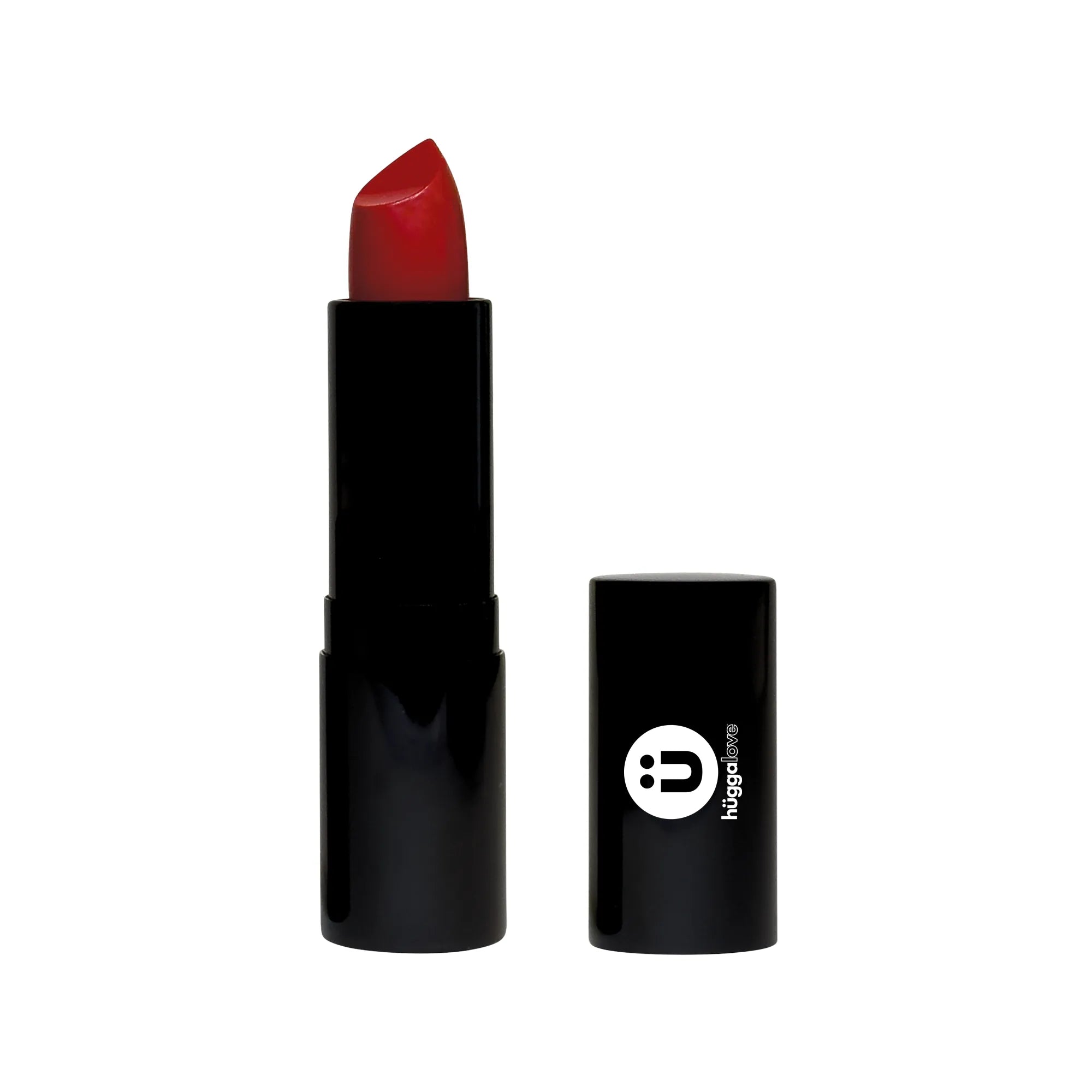 Luxury Cream Lipstick in Regal Red, showcasing its vibrant color and elegant packaging, perfect for enhancing your makeup collection.