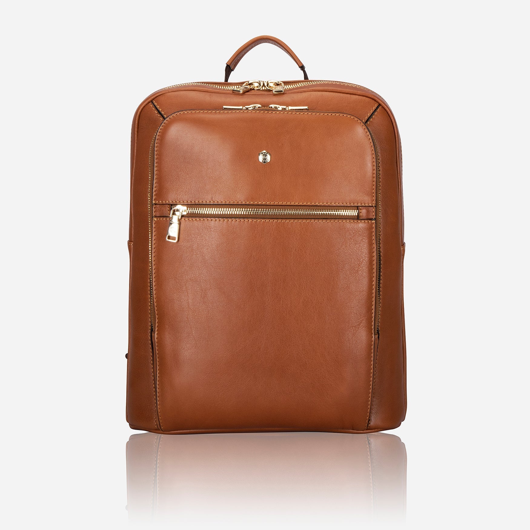 Madrid 13" Ladies Laptop Backpack in Tan, showcasing its stylish design and multiple compartments.