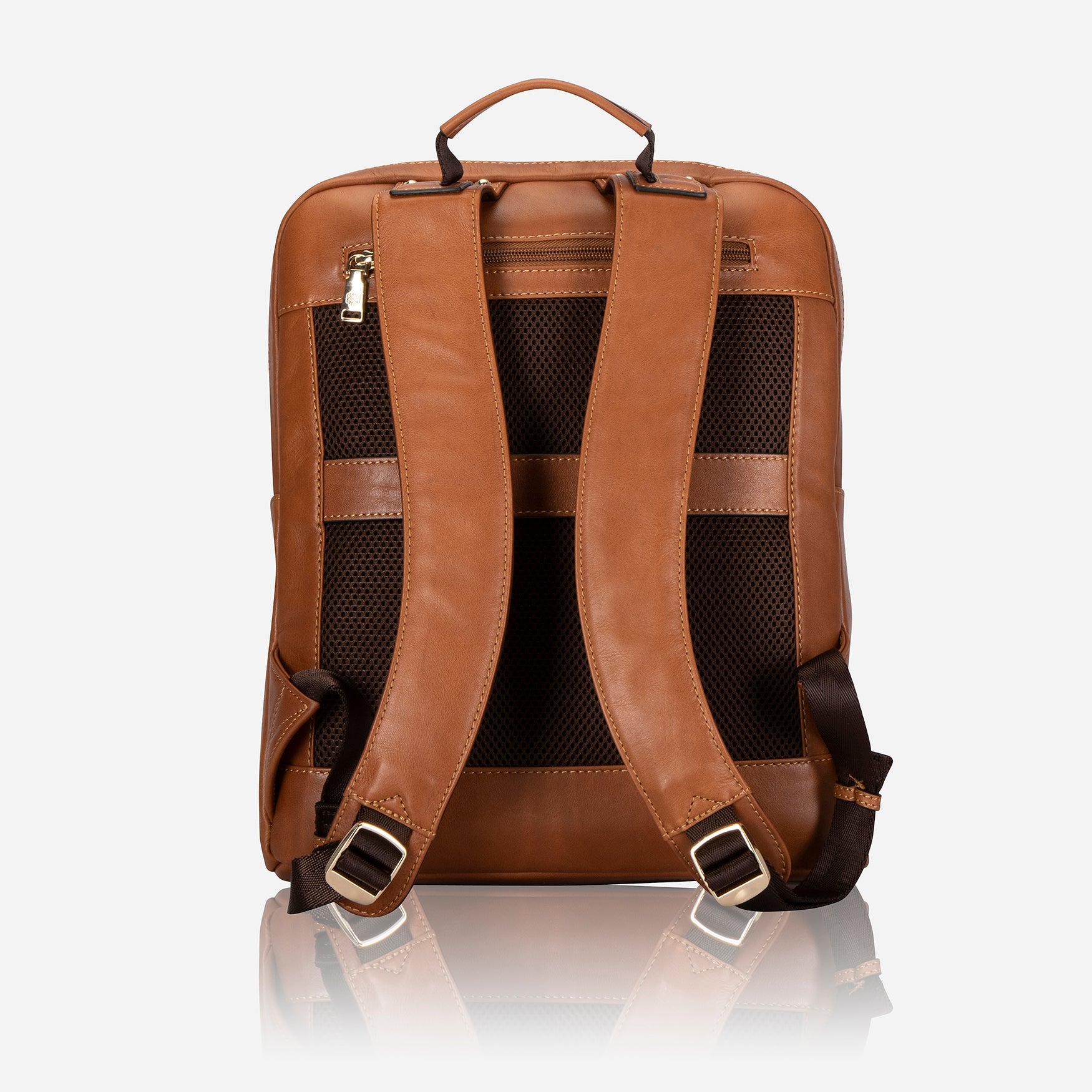 Madrid 13" Ladies Laptop Backpack in Tan, showcasing its stylish design and multiple compartments.