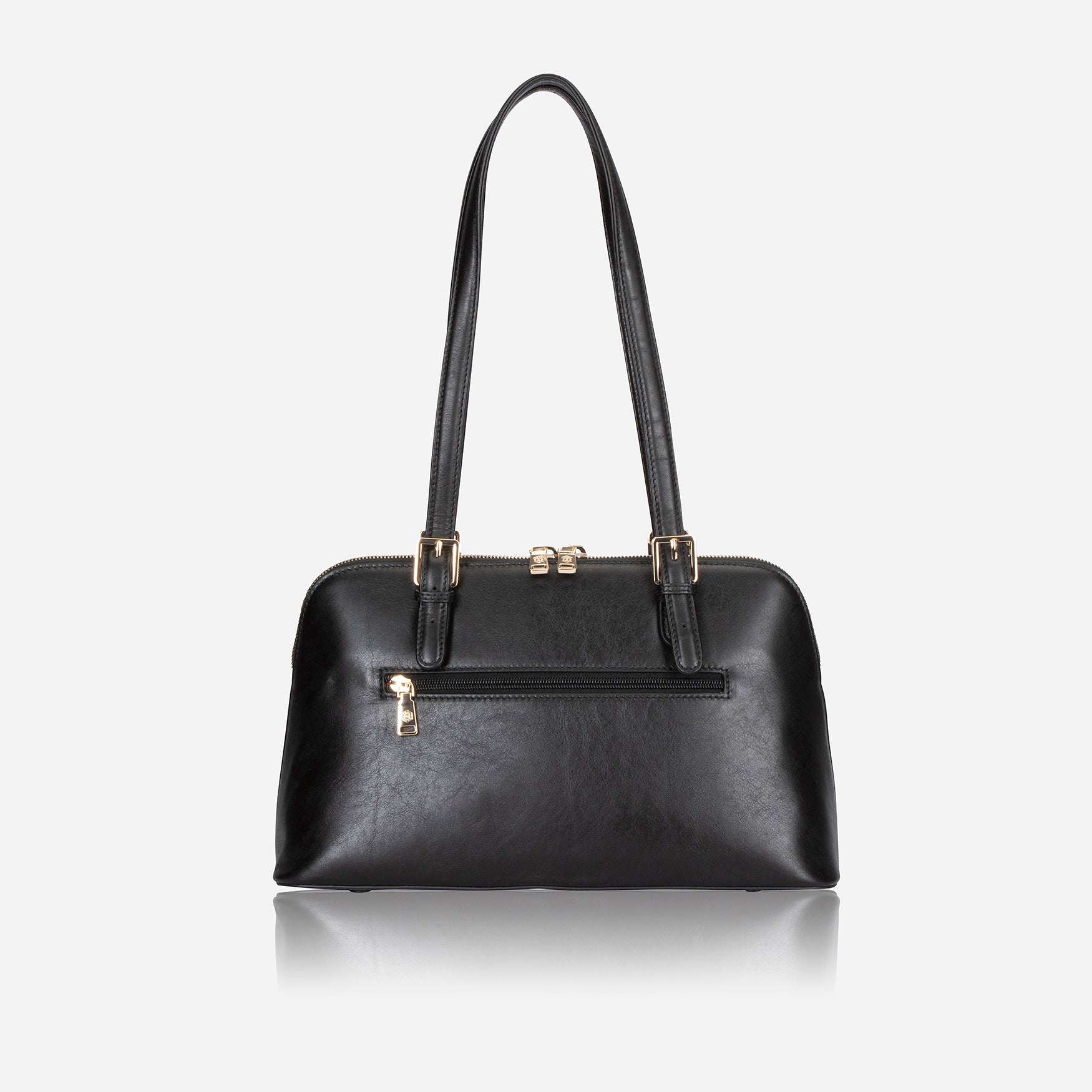 Madrid Handbag in Black featuring adjustable shoulder straps and multiple pockets for organization.