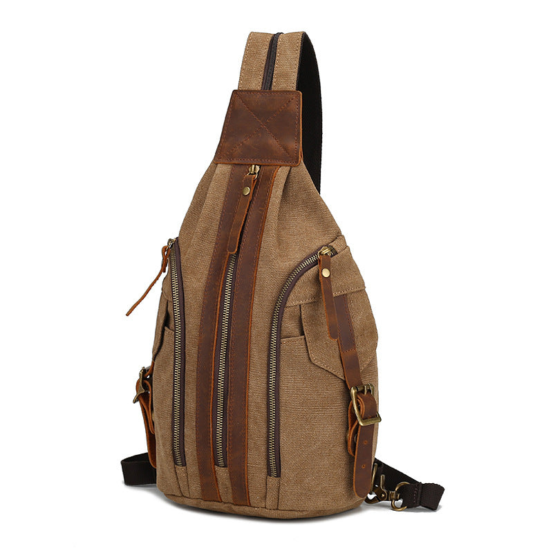 Male Multifunctional Retro Canvas Crossbody Bag in stylish design, showcasing durable fabric and adjustable strap.