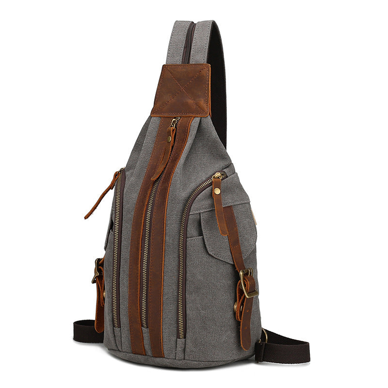 Male Multifunctional Retro Canvas Crossbody Bag in stylish design, showcasing durable fabric and adjustable strap.