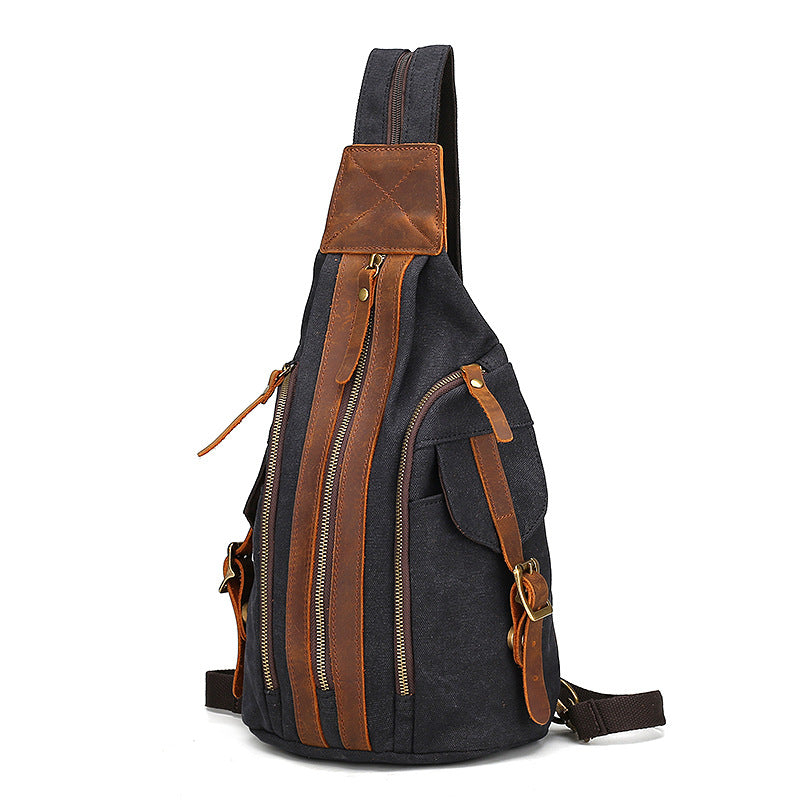 Male Multifunctional Retro Canvas Crossbody Bag in stylish design, showcasing durable fabric and adjustable strap.