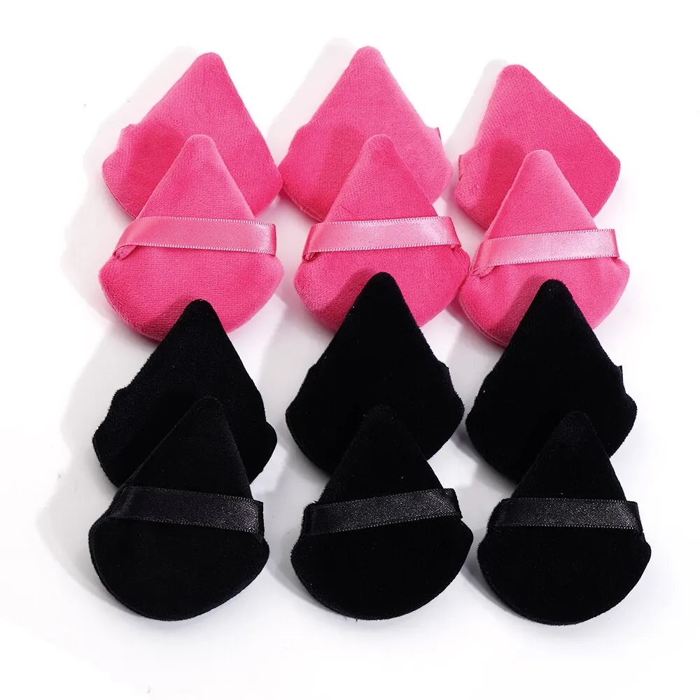 MAANGE Triangle Powder Puff set featuring 10/12 soft fiber puffs for wet and dry makeup application.