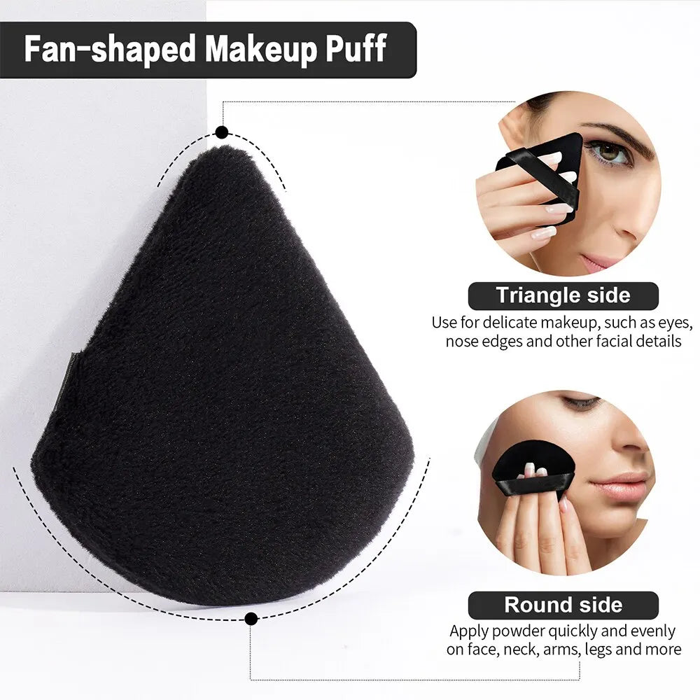 MAANGE Triangle Powder Puff set featuring 10/12 soft fiber puffs for wet and dry makeup application.