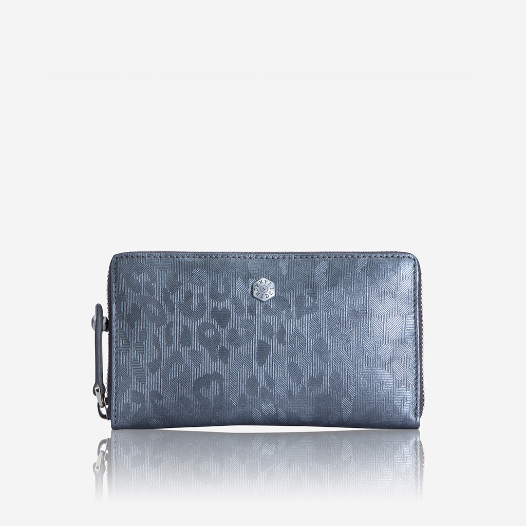 Medium Zip Around Purse in Shimmer with Italian prints, showcasing a stylish and compact design.