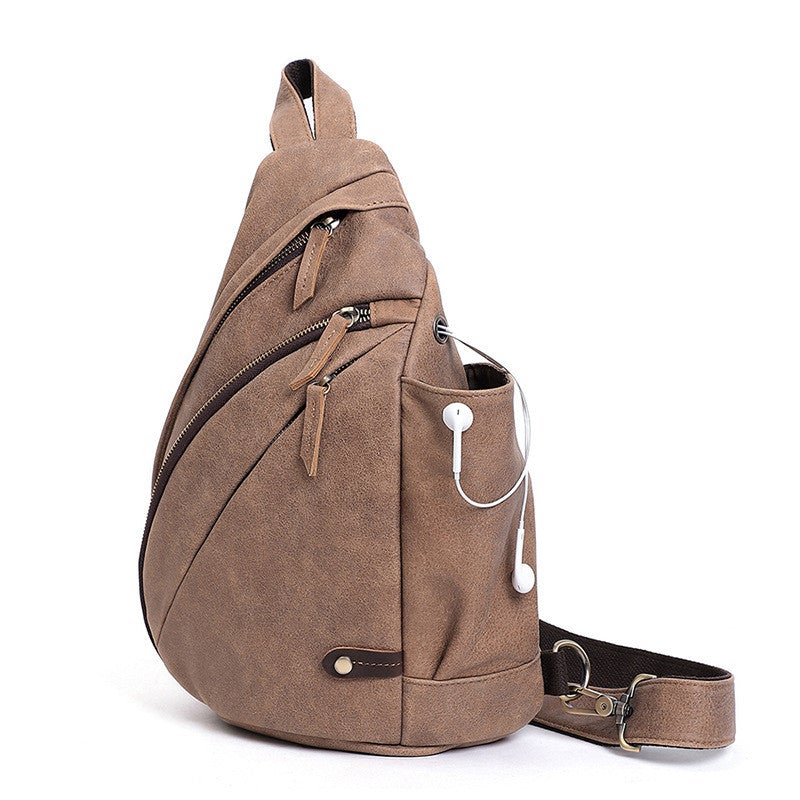 Men's Casual Fashion One-shoulder Crossbody Bag made of leather with a retro matte finish, ideal for casual outings.