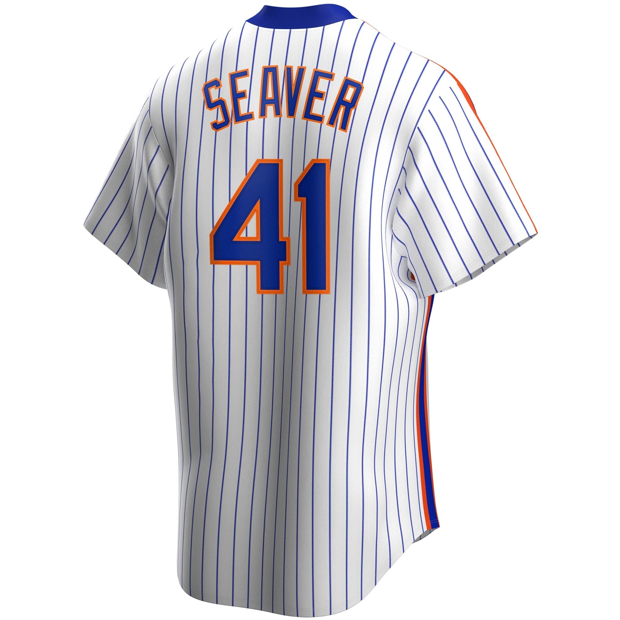 Men's Nike Tom Seaver New York Mets Cooperstown Collection Royal jersey featuring team logo and player details.