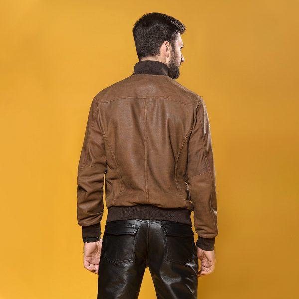 MENS Premium Leather Mukmal Official Jacket made from 100% real sheep leather, featuring a front zip fastener and snap button collar.