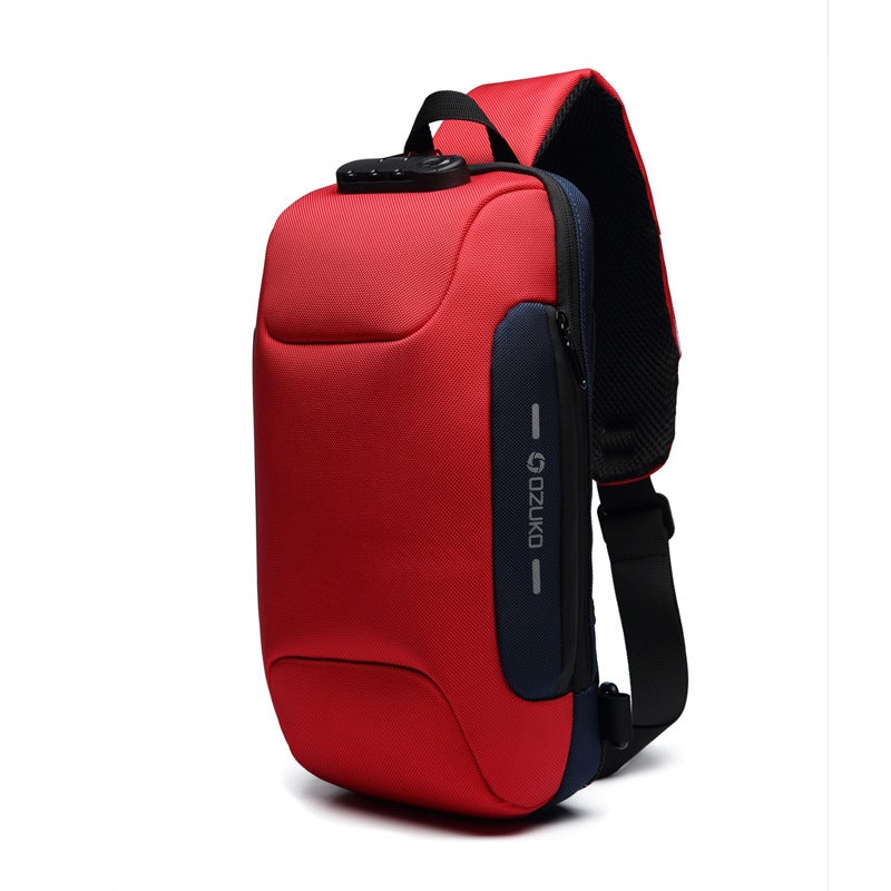 Men's Sports and Leisure Chest Bag made of durable Oxford cloth, featuring multiple pockets and a stylish street fashion design.