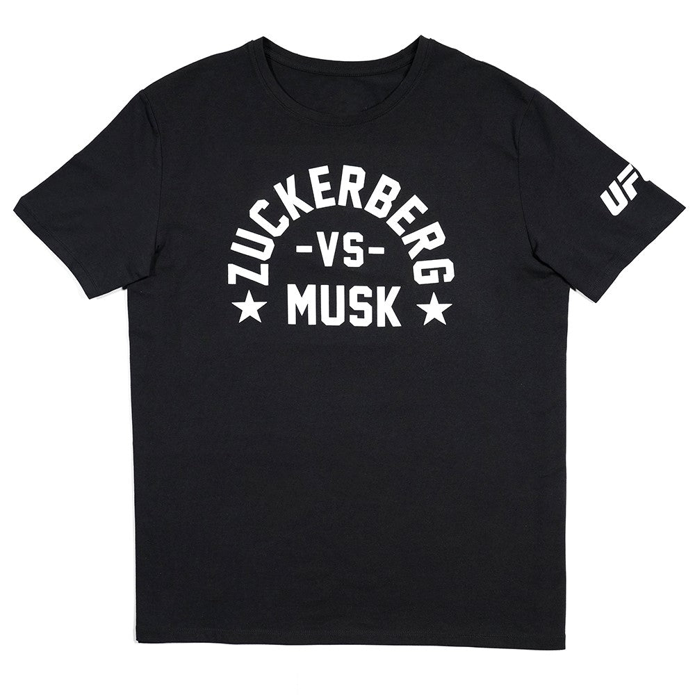 Men's Zuckerberg VS Musk Event Tee in black featuring unique graphics celebrating the historic event.