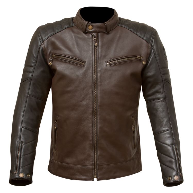 Merlin Chase Jacket showcasing premium cowhide leather, CE level 2 armor, and stylish detailing with contrasting sleeves.