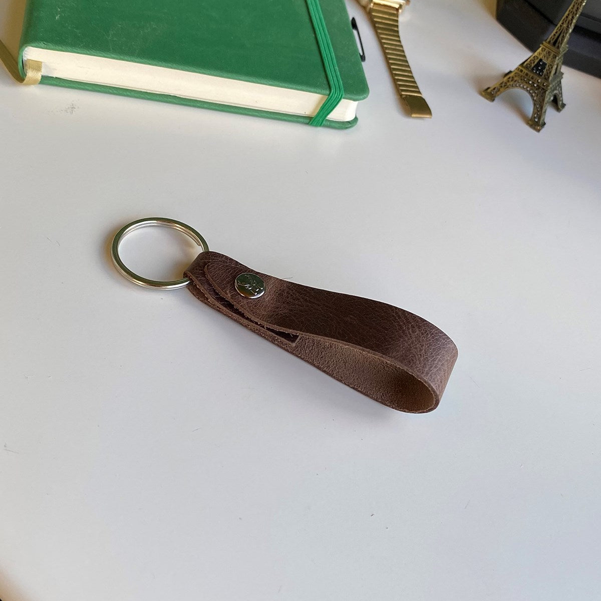 Mesa Genuine Leather Keychain showcasing its elegant design and premium quality leather.