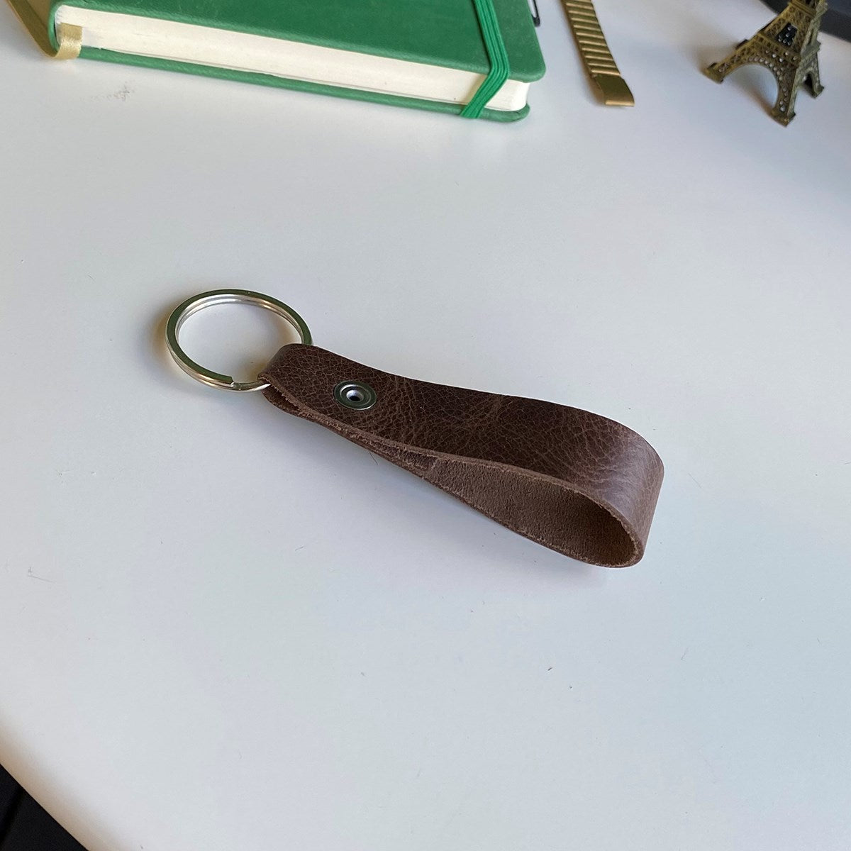 Mesa Genuine Leather Keychain showcasing its elegant design and premium quality leather.