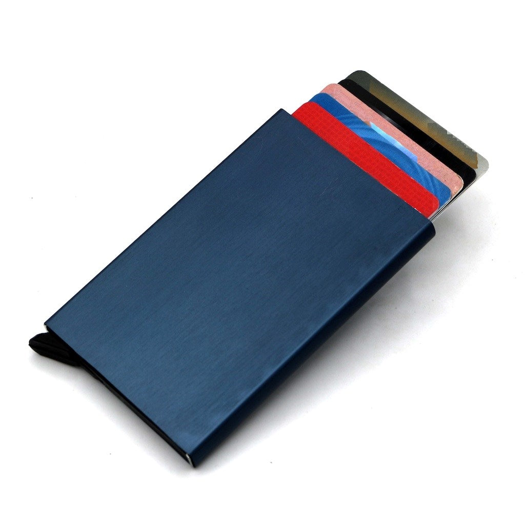 Messina wallet featuring minimalist design, RFID protection, and pop-up card access mechanism.